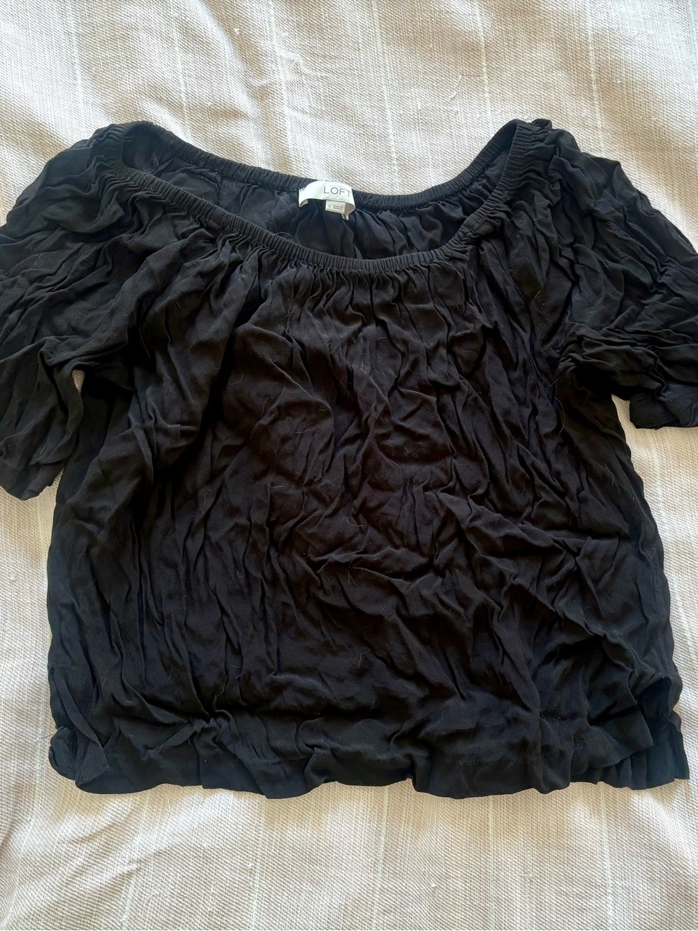 LOFT Black Off-Shoulder Blouse